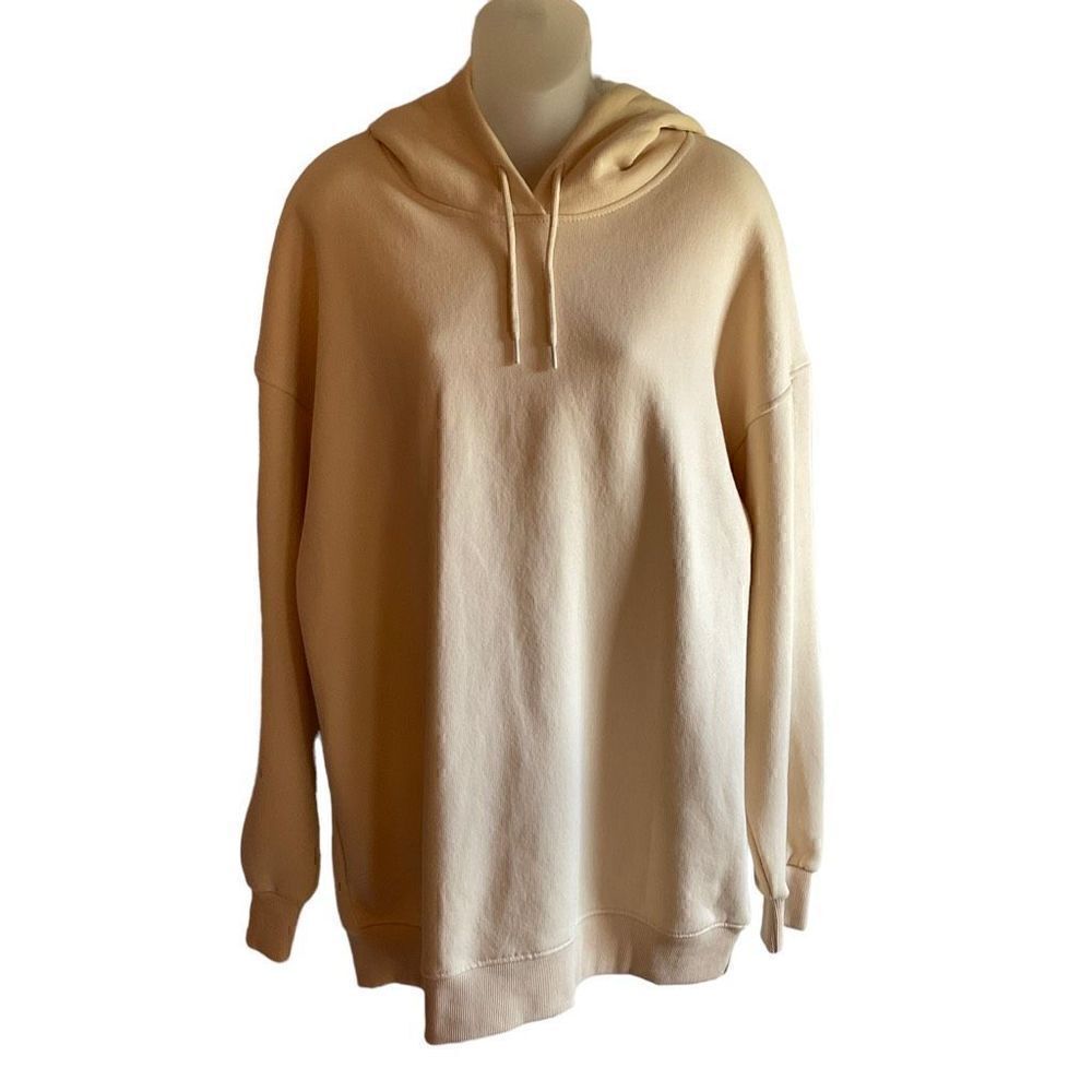 4th Reckless Iriana Hoodie Drawstring Tan Nude Pullover Ribbed Cuffs Hem Small